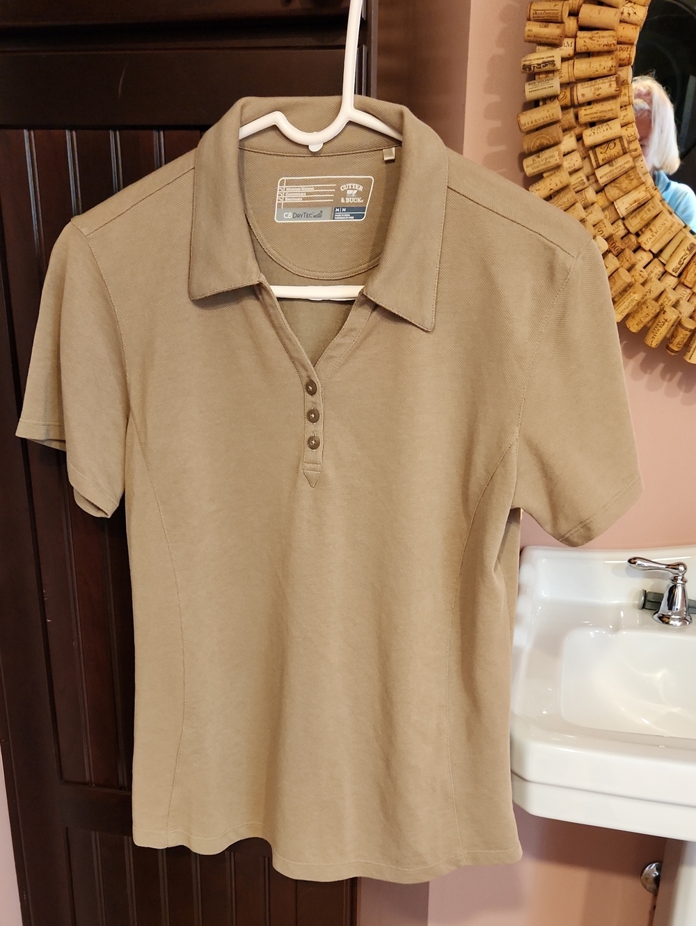 Cutter & Buck Khaki Short-Sleeve Polo Tee M